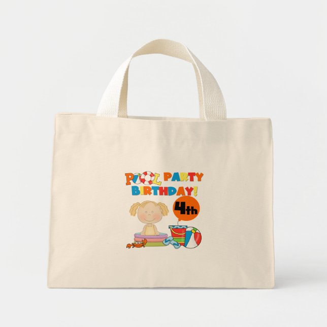 Mini Tote Bag Pool Party 4th Birthday Tshirts et cadeaux (Devant)