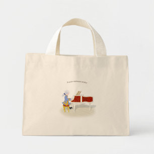 Mini Tote Bag "Pratique Conserve Parfait" Mozart Jouer Piano