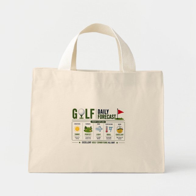 Mini Tote Bag Prévisions météo dicton drôle de golf  (Devant)