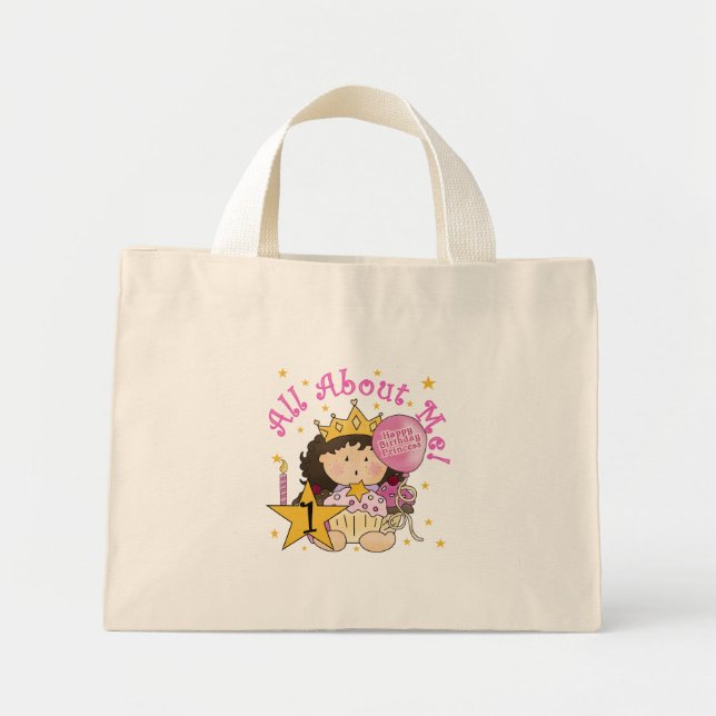 Mini Tote Bag Princess All About Me 1st Birthday Tshirts (Devant)
