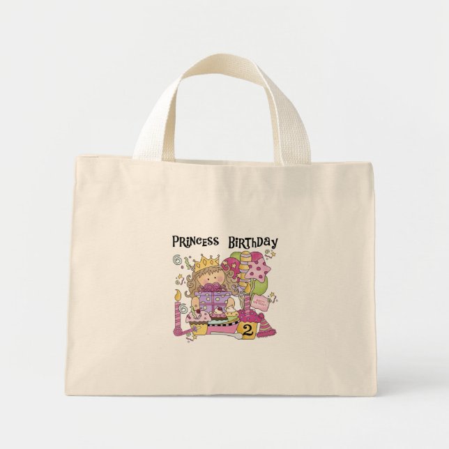 Mini Tote Bag Princesse de fête 2e anniversaire Tshirts et cadea (Devant)