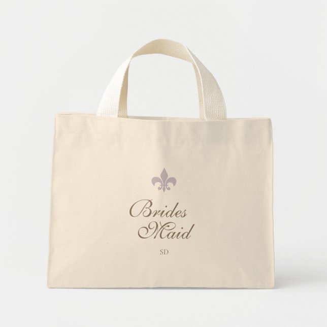 Mini Tote Bag Purple Français Fleur de Lis Bridesmaid Initial (Devant)