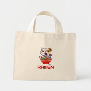Mini Tote Bag Ramen Cat Kawaii Anime Cat Ramen Lover Kawaii