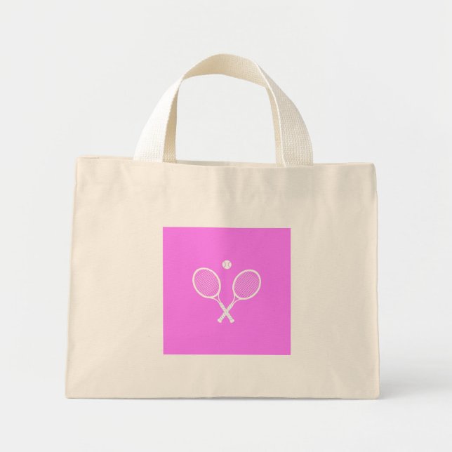 Mini Tote Bag Raquettes de tennis et boule rose (Devant)