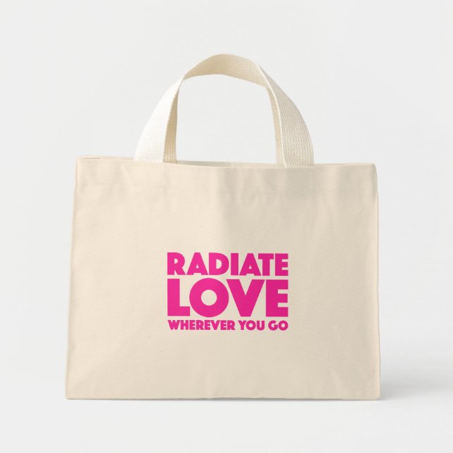 Mini Tote Bag Rayonner l'amour où que vous alliez Citation inspi (Devant)