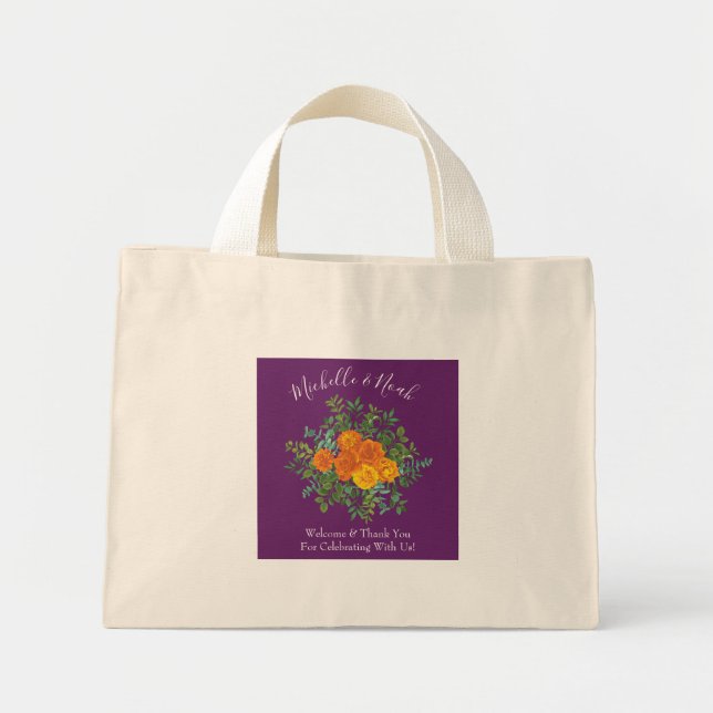 Mini Tote Bag Ressort Rose orange violet Mariage (Devant)