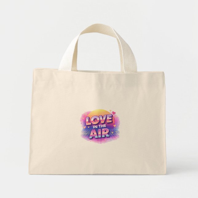 Mini Tote Bag  Retro 80's Love In The Air Valentine Lover Candle (Devant)