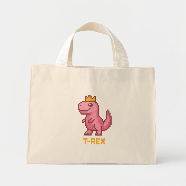 Mini Tote Bag Roi Dinosaure Mignon - Trex (Devant)