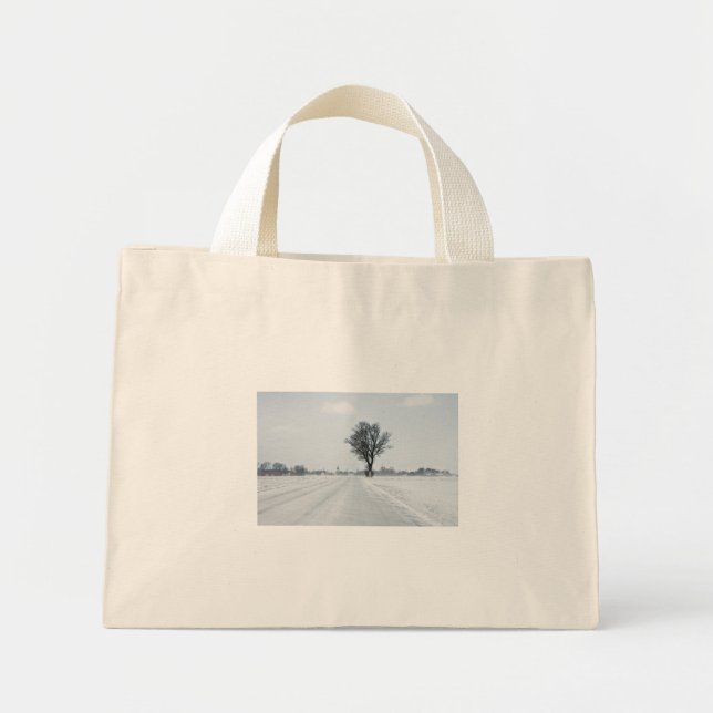 Mini Tote Bag Rural winter road (Devant)