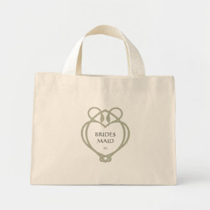 Mini Tote Bag Sage Green Irlandais Céltic Swan Bridesmaid Initia