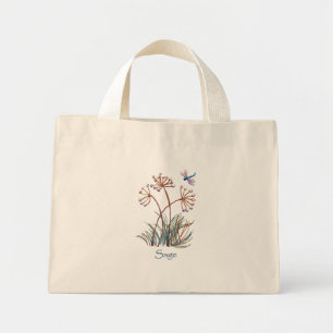 Mini Tote Bag Sage jolie libellule