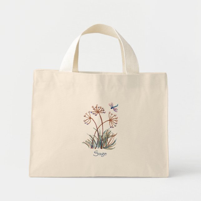 Mini Tote Bag Sage jolie libellule (Devant)