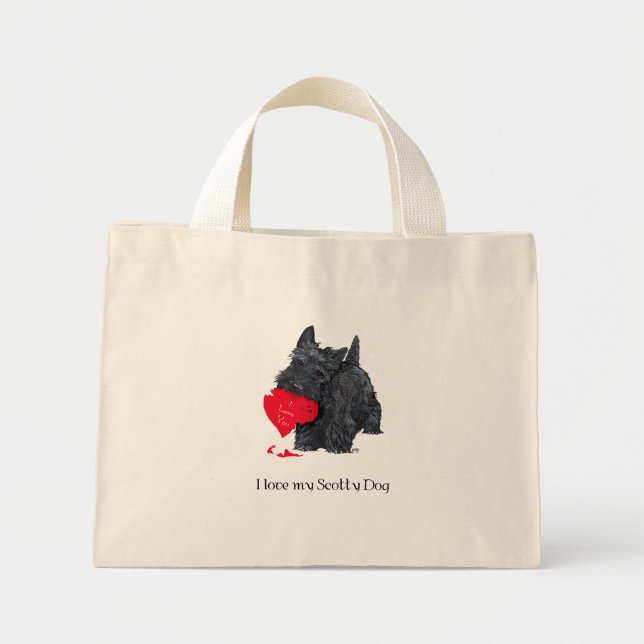 Mini Tote Bag Saint-Valentin Terrier Écossais (Devant)