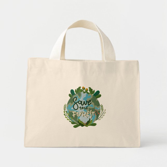 Mini Tote Bag Sauvez la forêt (Devant)