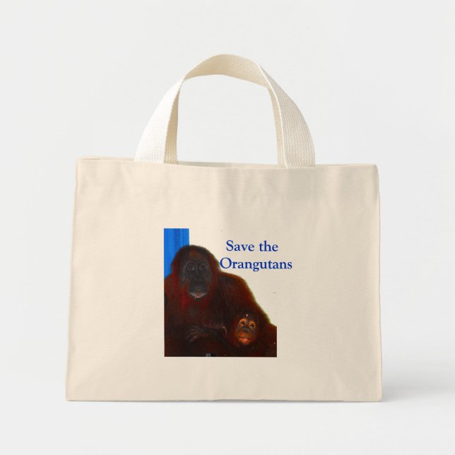 Mini Tote Bag Sauvez les Orangutans (Devant)