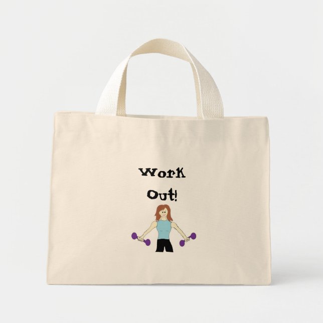 Mini Tote Bag S'entraîner avec des poids (Devant)