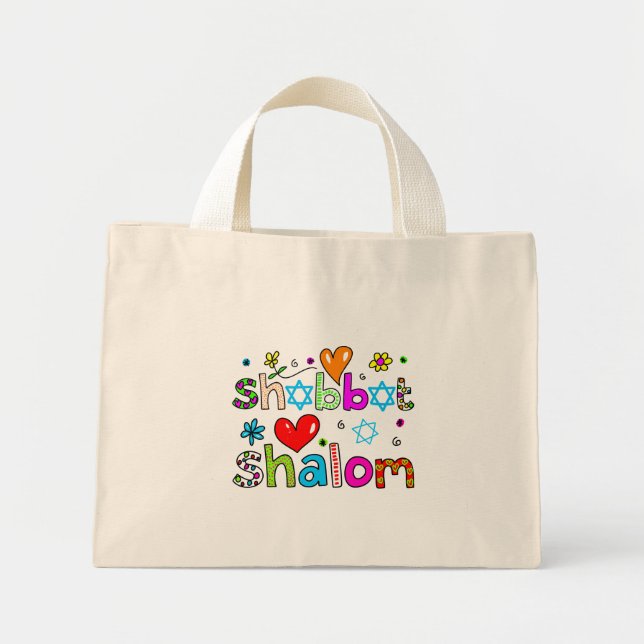 Mini Tote Bag Shabbat, Shalom (Devant)