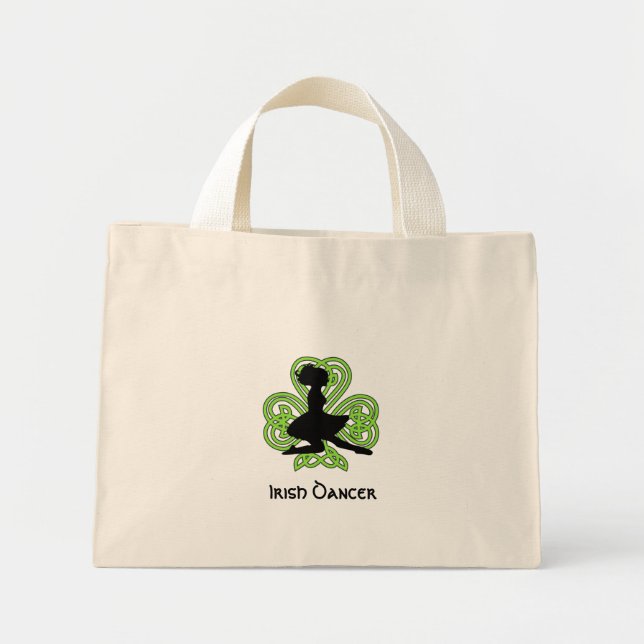Mini Tote Bag Shamrock celte de la danseuse irlandaise (Devant)