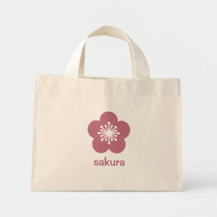 Mini Tote Bag Silhouette de fleur de cerisier rose Sakura