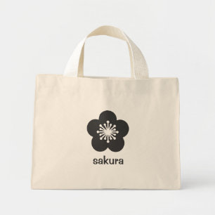 Mini Tote Bag Silhouette de fleur de Sakura noire douce