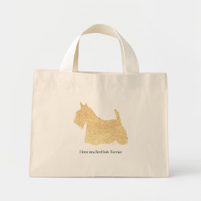 Mini Tote Bag Silhouette de Scottish Terrier Wheaten (Devant)