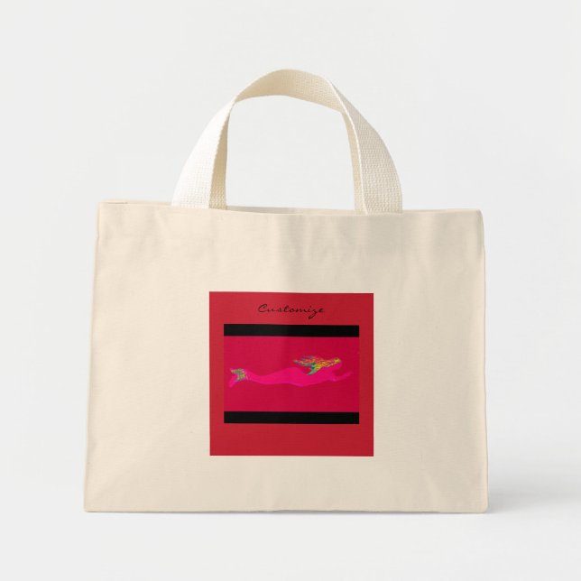 Mini Tote Bag sirène rose (Devant)