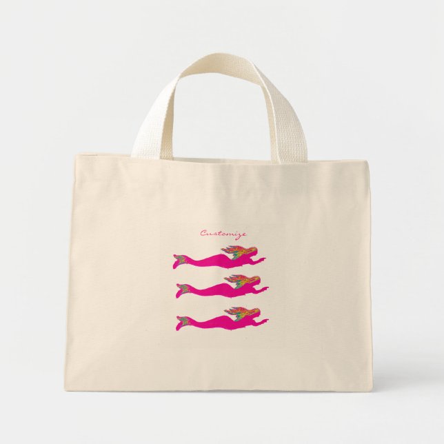 Mini Tote Bag Sirène sous-marine rose Thunder_Cove (Devant)