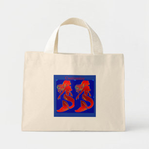 Mini Tote Bag sirènes rouges sur bleu