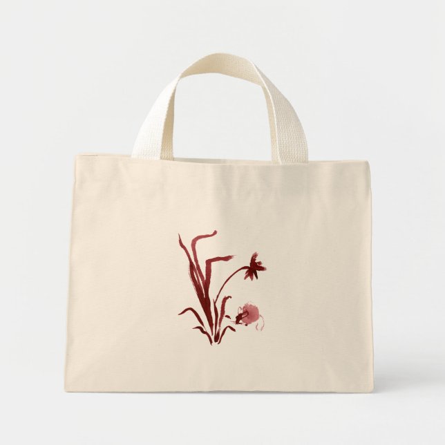Mini Tote Bag Souris sous l'herbe (Devant)