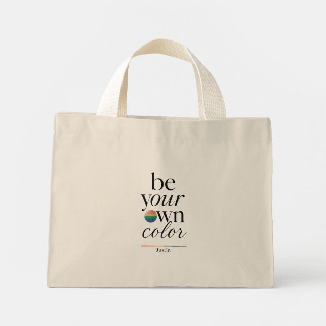 Mini Tote Bag Soyez votre propre couleur, déclaration de typogra (Dos)
