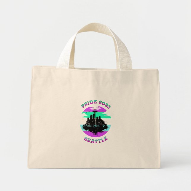 Mini Tote Bag Stroke Skyline de Seattle (Devant)