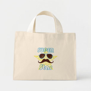 Mini Tote Bag Super Star avec lunettes de soleil et moustache