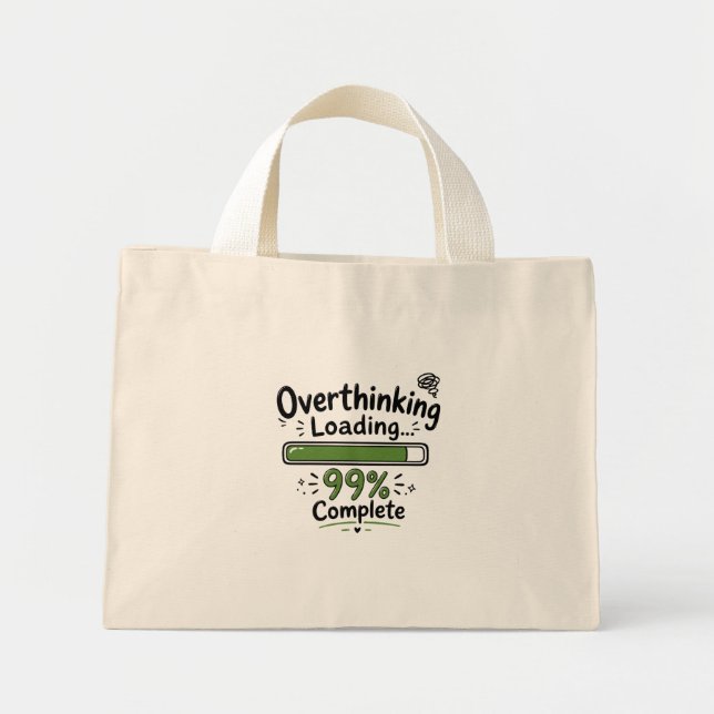 Mini Tote Bag Suranalyse Chargement 99% Terminé Citation Drôle (Devant)