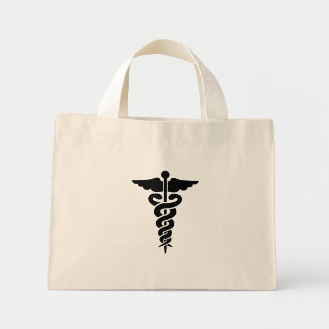 Mini Tote Bag Symbole Médicale Caduceus (Devant)
