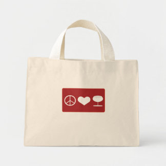 Mini Tote Bag T-shirt Peace Love Wine