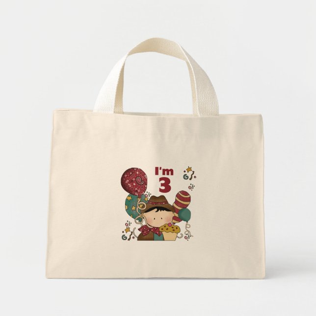 Mini Tote Bag T-shirts et cadeaux Cowboy 3e anniversaire (Devant)