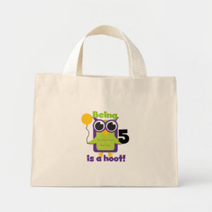 Mini Tote Bag T-shirts et cadeaux de 5 ans de Hoot Owl