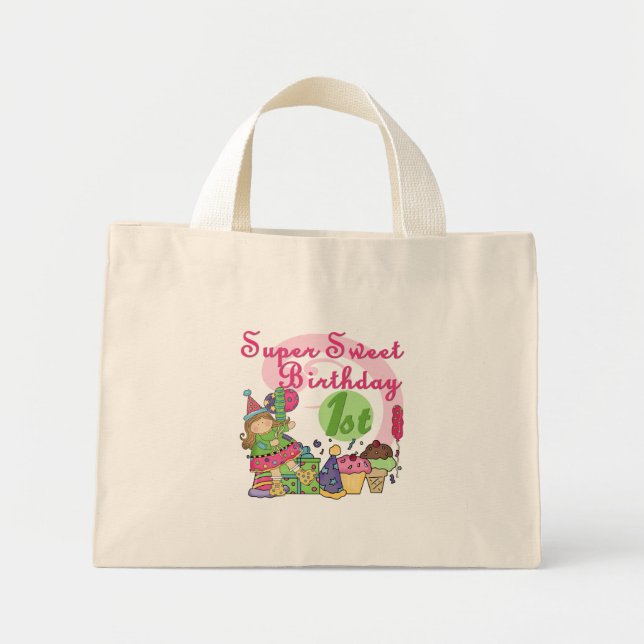 Mini Tote Bag T-shirts et cadeaux Super Sweet 1er anniversaire (Devant)