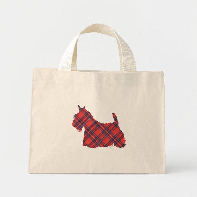 Mini Tote Bag Tartan Stewart du Terrier Écossais (Devant)