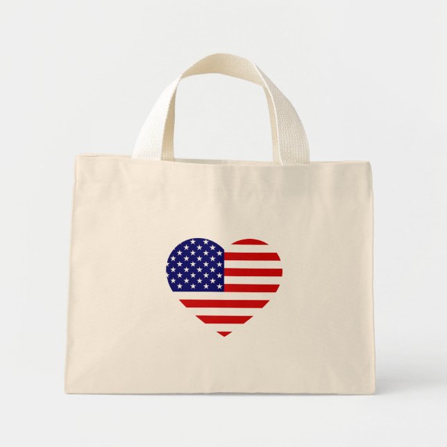 Mini Tote Bag Tcnt du drapeau du coeur des États-Unis (Devant)