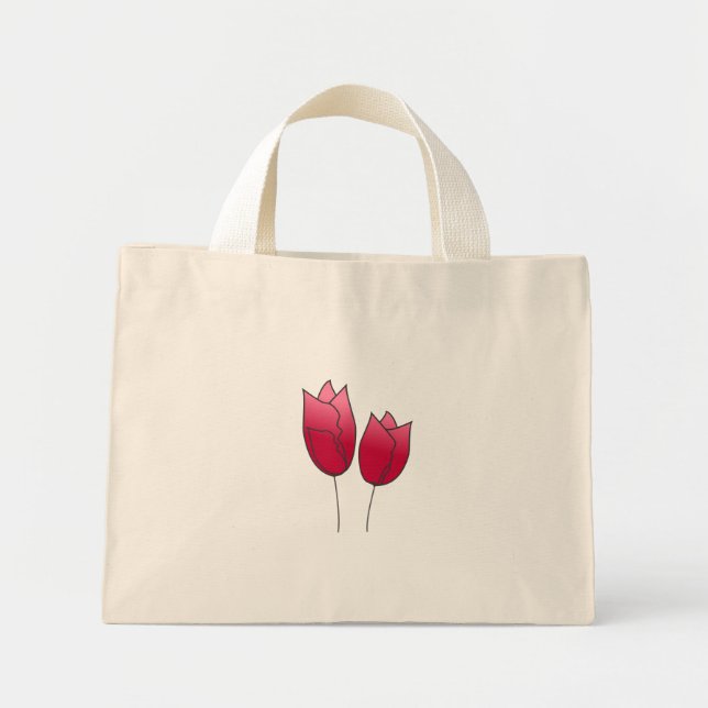 Mini Tote Bag Tulips de printemps (Devant)