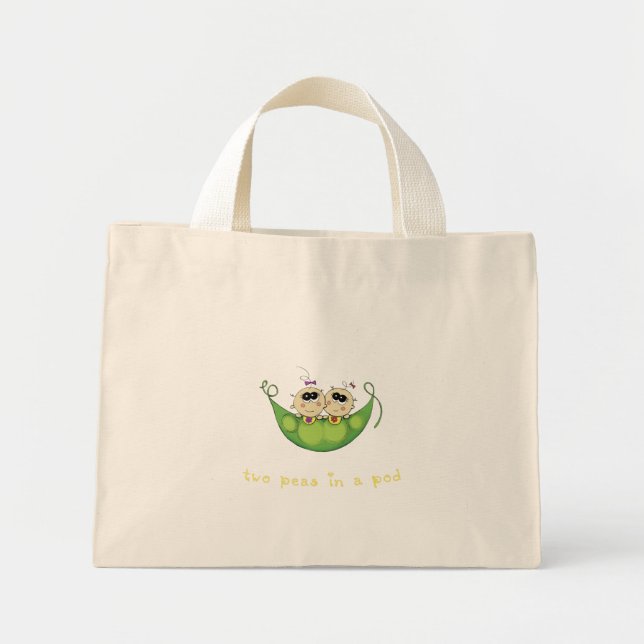 Mini Tote Bag Twin Girls - Deux pois dans un pod (Devant)