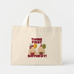 Mini Tote Bag Twins 1er Anniversaire T-shirts et cadeaux garçon/