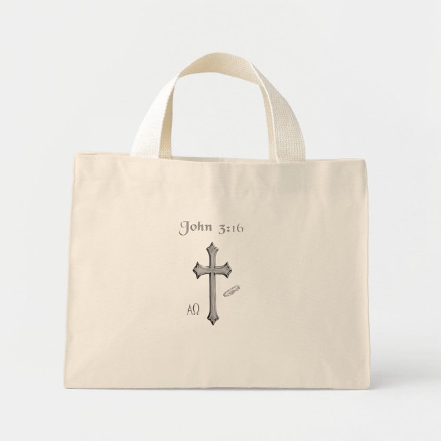 Mini Tote Bag Vêtements de John 3:16 (Devant)