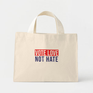 Mini Tote Bag Voter l'amour ne pas haïr