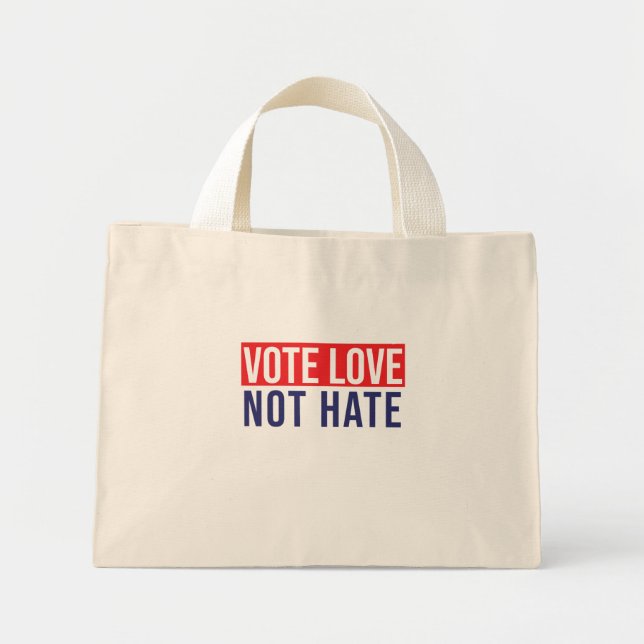 Mini Tote Bag Voter l'amour ne pas haïr (Devant)