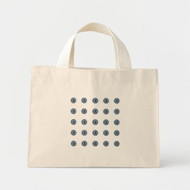 Mini Tote Bag Yeux à points bleu d'Halloween (Devant)