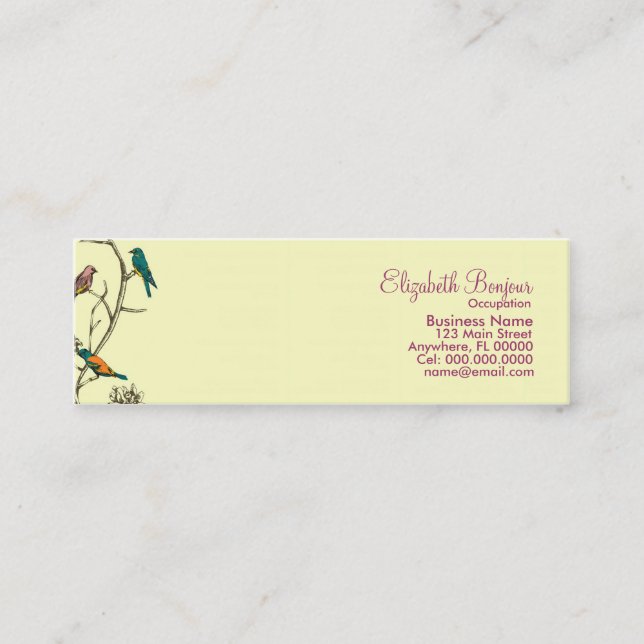 Mini Trois oiseaux parlant ~ Carte de visite (Devant)