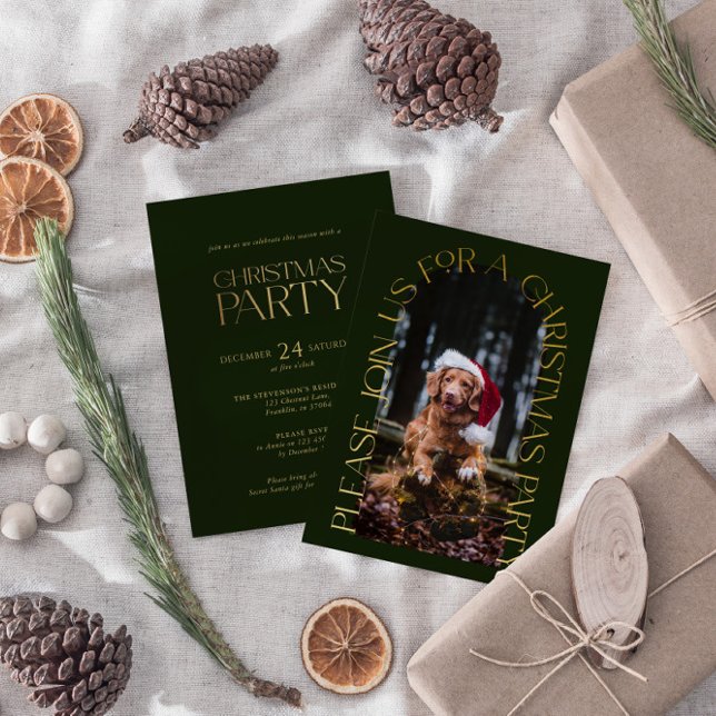 Mini-vert fête de Noël photo Invitation (Créateur téléchargé)