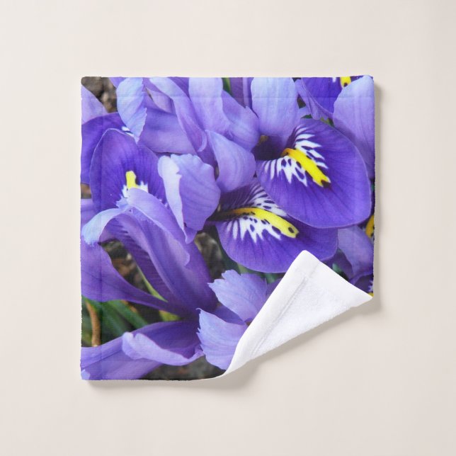 Miniature Bleu Irises Printemps Floral (Gant de toilette)